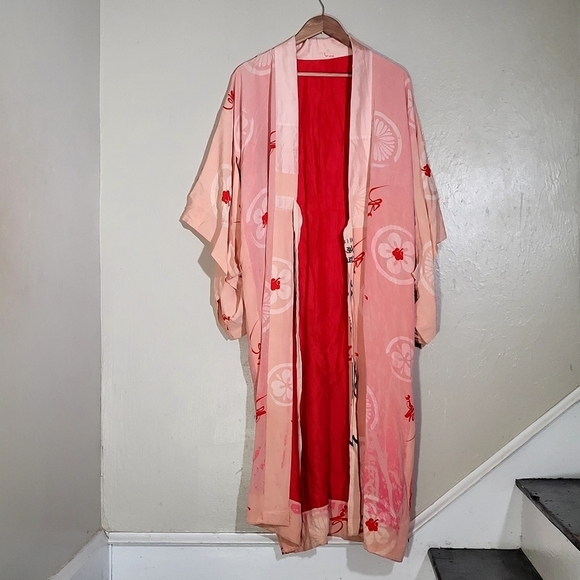 Kimono Pink Lined Red - Picture 2 of 6